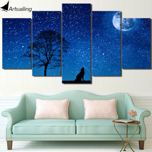 Tableau Loup Pleine Lune